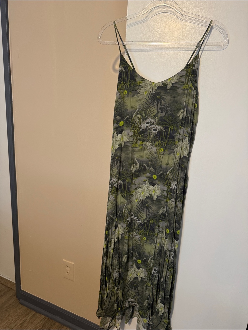 AllSaints Olive and Lime Floral Slip Dress